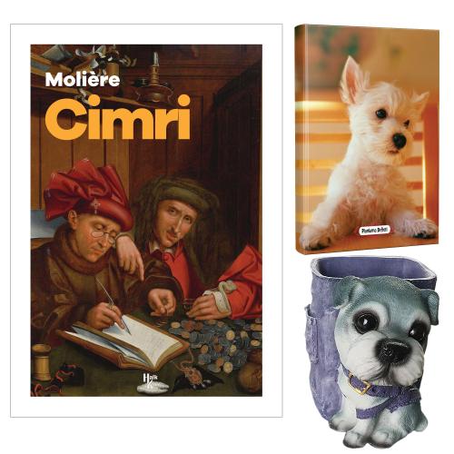 Cimri - Moliere ve Dekoratif Köpek Kalemlik - Pamuk Şeker Planlama Defteri