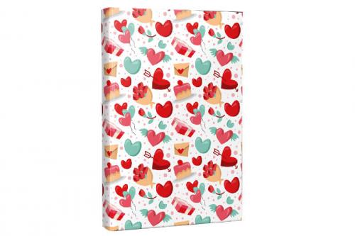 Çizgili Defter Kalpli Hediye KutuSu Desenli