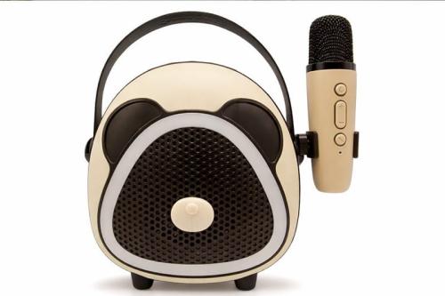 Çocuklara Özel Retro Tasarımlı Bluetooth Karaoke Mikrofon ve Ahşap Tripod – Koyu Kahverengi