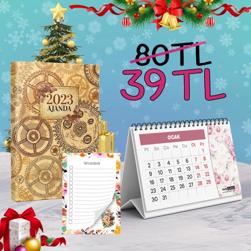 Da Vinci Ajanda Seti - 1 Ajanda 1 Takvim 1 Bloknot - Halkkitabevi