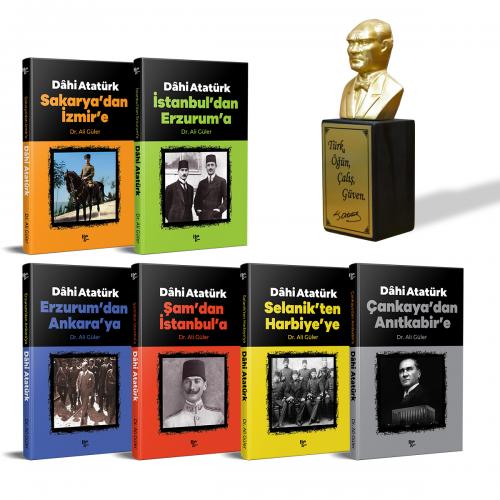 Dahi Atatürk Seti - 6 Kitap ve Atatürk Büstü Altın