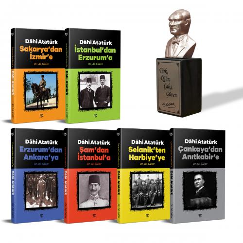 Dahi Atatürk Seti - 6 Kitap ve Atatürk Büstü Bronz