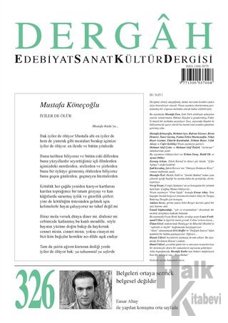 Dergah Edebiyat Kültür Sanat Dergisi Sayı: 326 Nisan 2017