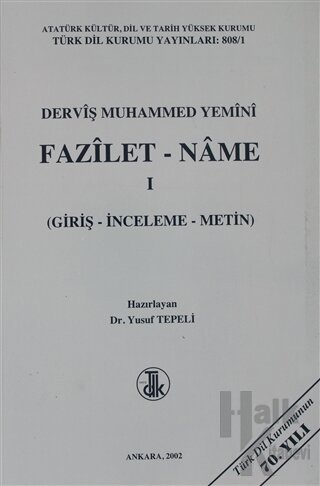 Derviş Muhammed Yemini Fazilet - Name Cilt: 1 - Halkkitabevi