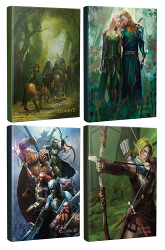 Dörtlü Fantastik Defter Seti - Elven Love - Elven Archer - Alliance - Hobbit