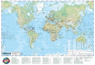 Dünya Siyasi - Fiziki Haritası 50x70 (Çift Taraflı)