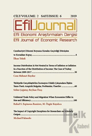 Efil Ekonomi Araştırmaları Dergisi Cilt: 2 Sayı: 6 - Halkkitabevi