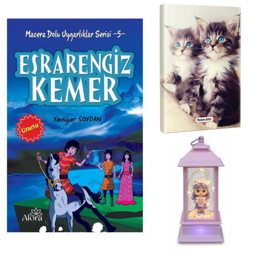 Esrarengiz Kemer - Maviş Kediler Planlama Defteri ve Oyuncak Domuzcuklu Kız Fener Tipi Işıklı Kar Küresi