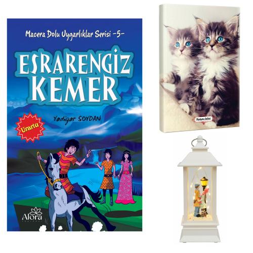 Esrarengiz Kemer - Maviş Kediler Planlama Defteri ve Sokak Lambalı Aşk Fener Tipi Işıklı Kar Küresi