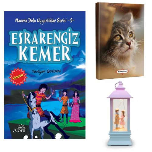 Esrarengiz Kemer - Minik Kedi Planlama Defteri ve El Ele Aşk Fener Tipi Işıklı Kar Küresi