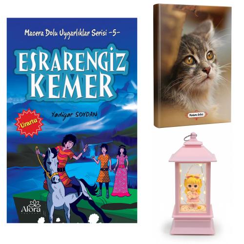 Esrarengiz Kemer - Minik Kedi Planlama Defteri ve Kedili Kız Fener Tipi Işıklı Kar Küresi
