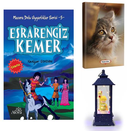 Esrarengiz Kemer - Minik Kedi Planlama Defteri ve Küçük Prens Sokak Lambası Fener Tipi Işıklı Kar Küresi