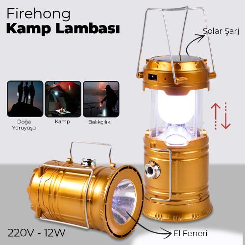 Firehong XF-5800T Şarjlı ve Güneş Enerjili Kamp Lambası - Halkkitabevi