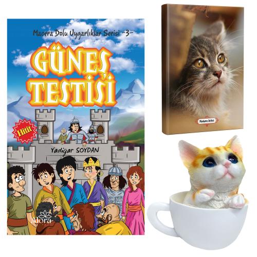 Güneş Testisi - Mini Kedi Planlama Defteri ve Fincanda Kedi Kumbara - 
