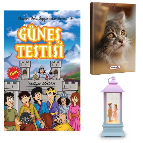 Güneş Testisi - Minik Kedi Planlama Defteri ve El Ele Aşk Fener Tipi Işıklı Kar Küresi