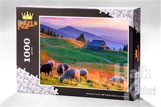 Günbatımı ve Koyunlar (1000 Parça) - Ahşap Puzzle Hayvanlar Serisi - (HV11-M)