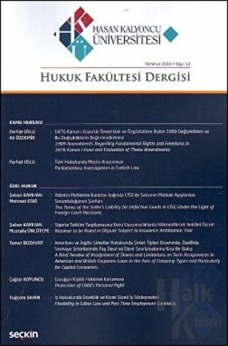 Hasan Kalyoncu Üniversitesi Hukuk Fakültesi Dergisi Sayı:12 Temmuz 2016
