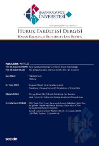 Hasan Kalyoncu Üniversitesi Hukuk Fakültesi Dergisi Sayı:15 Ocak 2018
