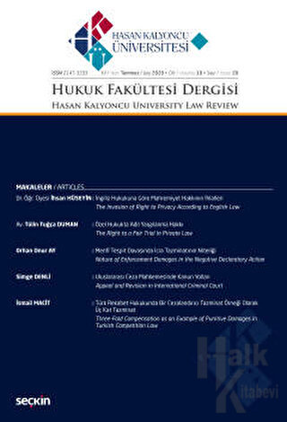 Hasan Kalyoncu Üniversitesi Hukuk Fakültesi Dergisi Sayı: 20 Temmuz 2020