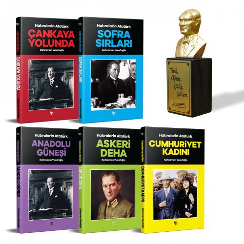 Hatıralarla Atatürk Seti - 5 Kitap ve Atatürk Büstü Altın