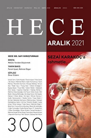 Hece Aylık Edebiyat Dergisi Sayı: 300 Aralık 2021 - Halkkitabevi