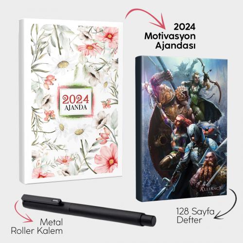 Huzur 2024 Motivasyon Ajandası - Elven Archer Defter ve Metal Roller Kalem