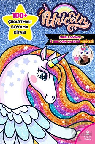 I Love Unicorn 100+ Çıkartma Hediyeli Boyama Kitabı - Halkkitabevi