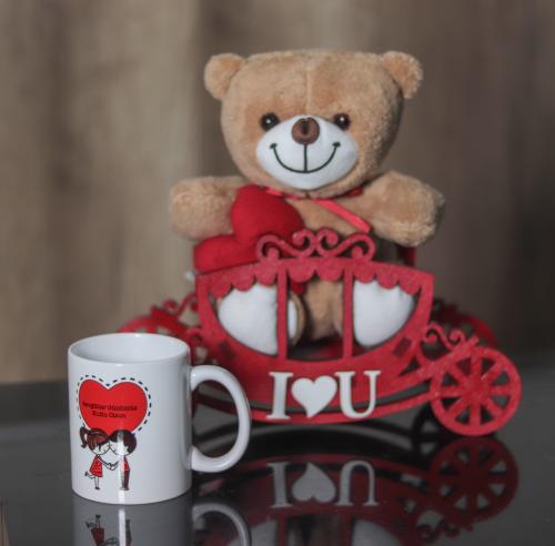 Sevgililer Gününe Özel Peluş Ayı-Balkabağı Stand-Kupa Bardak - Halkkit