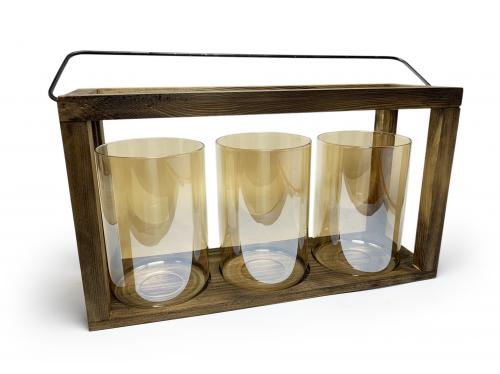 3'lü Ahşap Fener Mumluk - Halkkitabevi