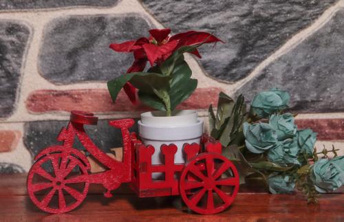 I Love You Yazılı Küçük Kırmızı Beton Saksılı Bisiklet - Halkkitabevi