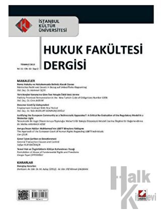 İstanbul Kültür Üniversitesi Hukuk Fakültesi Dergisi Cilt: 11 - Sayı: 