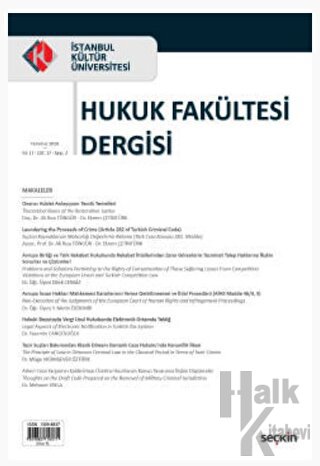 İstanbul Kültür Üniversitesi Hukuk Fakültesi Dergisi Cilt:17 – Sayı:2 Temmuz 2018