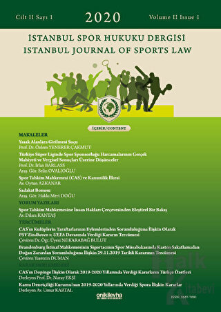 İstanbul Spor Hukuku Dergisi Cilt 2 Sayı: 1 - Halkkitabevi