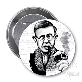 Jean-Paul Sartre (Karikatür) - Rozet - Halkkitabevi
