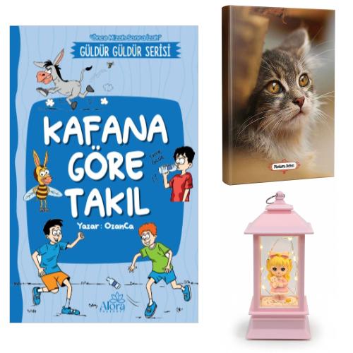 Kafana Göre Takıl - Minik Kedi Planlama Defteri ve Kedili Kız Fener Tipi Işıklı Kar Küresi