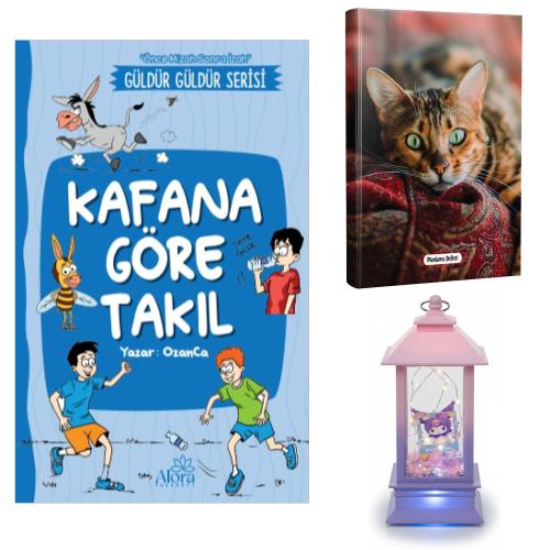 Kafana Göre Takıl - Şaşkın Kedi Planlama Defteri ve Kuromi Temalı Fener Tipi Işıklı Kar Küresi