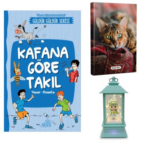 Kafana Göre Takıl - Şaşkın Kedi Planlama Defteri ve Tavşanlı Kız Fener Tipi Işıklı Kar Küresi