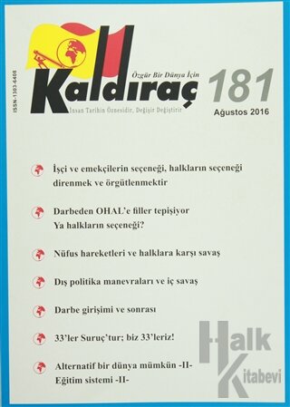 Kaldıraç Dergisi Sayı: 181 Ağustos 2016 - Halkkitabevi