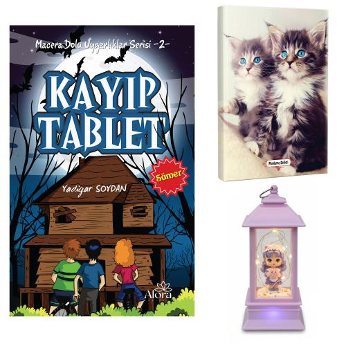 Kayıp Tablet - Maviş Kediler Planlama Defteri ve Oyuncak Domuzcuklu Kız Fener Tipi Işıklı Kar Küresi