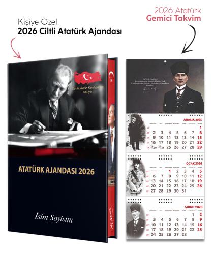 Kişiye Özel 2026 Atatürk Ciltli Ajanda ve Atatürk Gemici Takvim - Gazi
