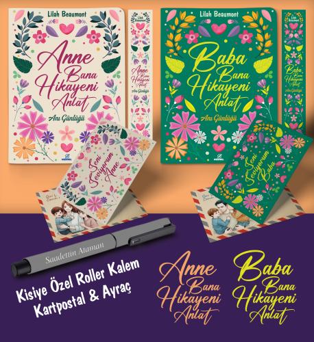 Kişiye Özel Anne ve Baba Bana Hikayeni Anlat Ayraç Kartpostal Kalem - Gri