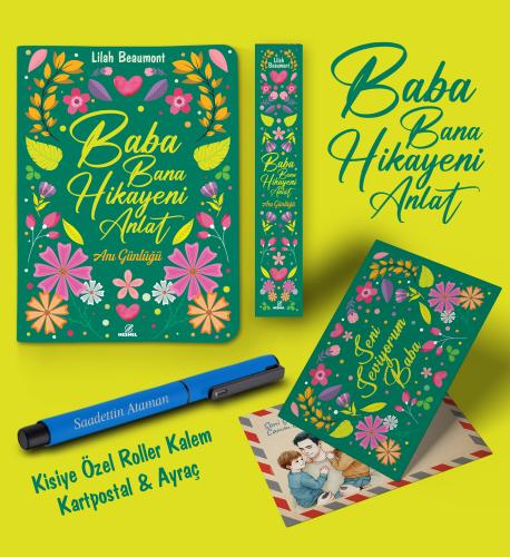 Kişiye Özel Baba Bana Hikayeni Anlat Ayraç Kartpostal Kalem - Mavi