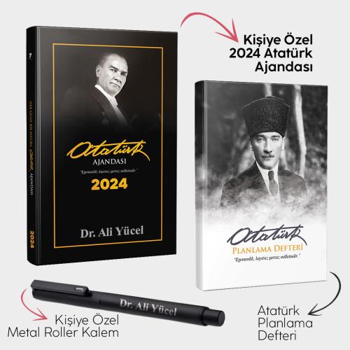 Kişiye Özel - Gazi Paşa 2024 Atatürk Ajandası - Atatürk Planlama Defteri ve Metal Roller Kalem