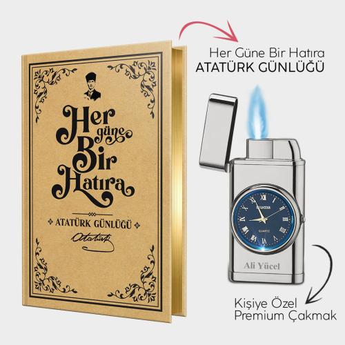 Kişiye Özel - Silver Saatli Çakmak ve Atatürk Günlüğü - Halkkitabevi