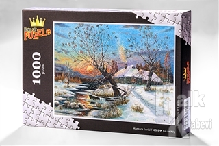 Kış ve Köy (1000 Parça) - Ahşap Puzzle Manzara Serisi - (MZ05-M) - Hal