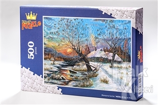 Kış ve Köy (500 Parça) - Ahşap Puzzle Manzara Serisi - (MZ06-D)