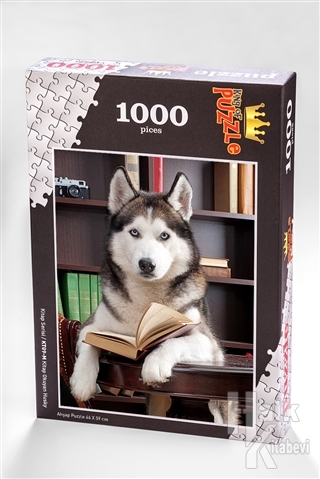 Kitap Okuyan Husky (1000 Parça) - Ahşap Puzzle Kitap Serisi - (KT09-M)