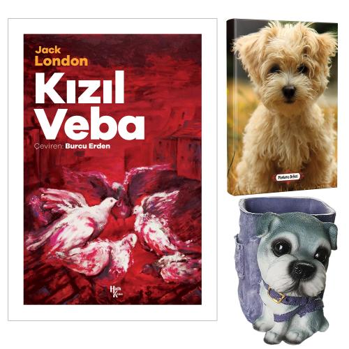 Kızıl Veba - Jack London ve Dekoratif Köpek Kalemlik - Neşeli Yüz Planlama Defteri
