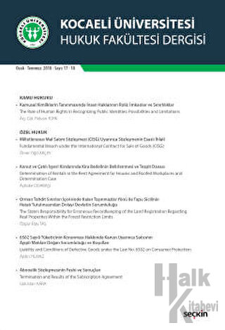 Kocaeli Üniversitesi Hukuk Fakültesi Dergisi Sayı:17 - 18 Ocak - Temmu