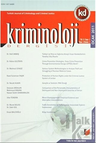 Kriminoloji Dergisi Ocak 2011 Yıl: 3 Sayı: 1 - Halkkitabevi